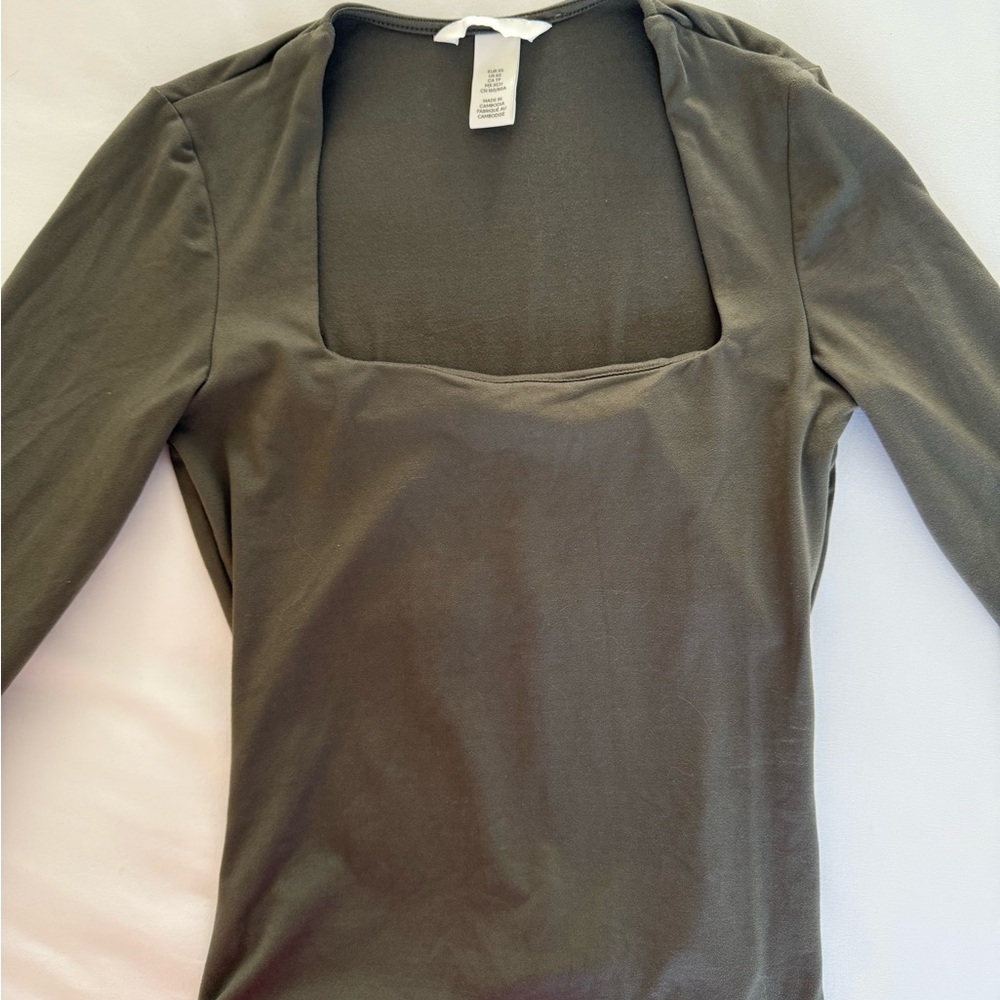 H&M Olive Square Neck Bodysuit